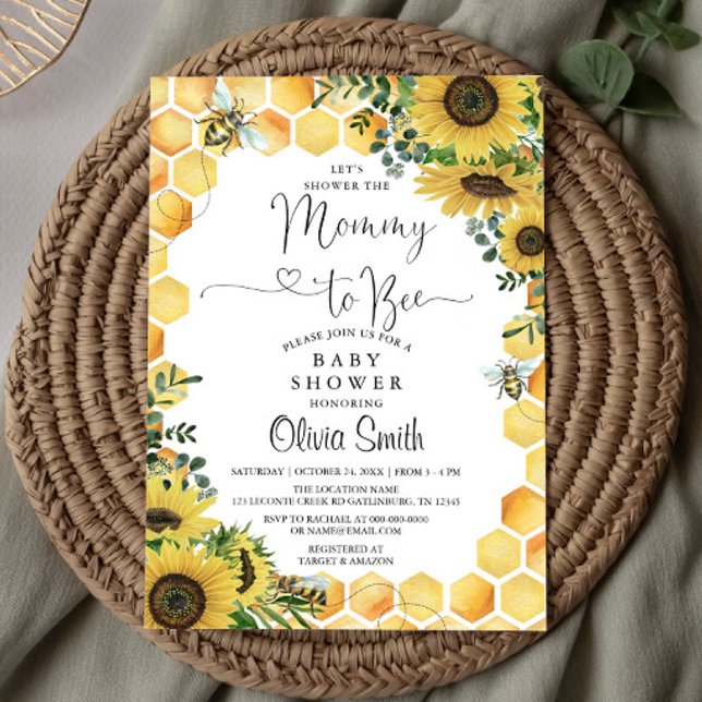 Mommy to Bee Gender Neutral Baby Shower Invitation (Creator Uploaded)
