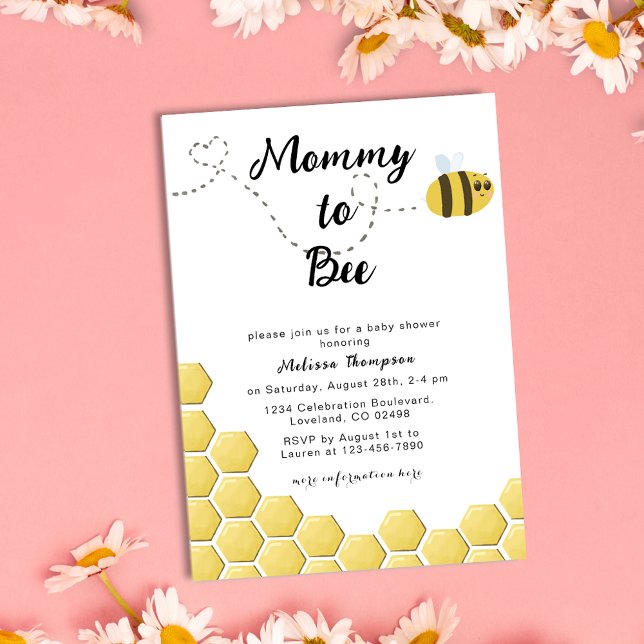 Mommy to Bee Gender Neutral Honeycomb Baby Shower Invitation (Creator Uploaded)