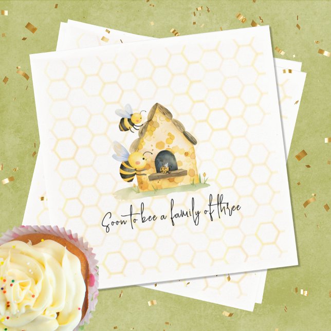 Mommy to Bee Gender Neutral Honeycomb  Baby Shower Napkins (Creator Uploaded)