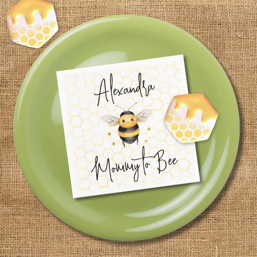 Mommy to Bee Gender Neutral Honeycomb Baby Shower Napkins