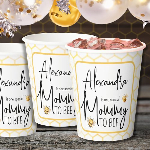 Mommy to Bee Gender Neutral Stylish Baby Shower Paper Cups