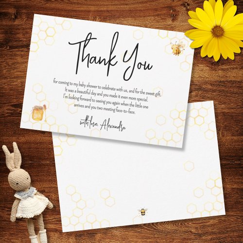 Mommy to Bee Gender Neutral Stylish Baby Shower Thank You Card