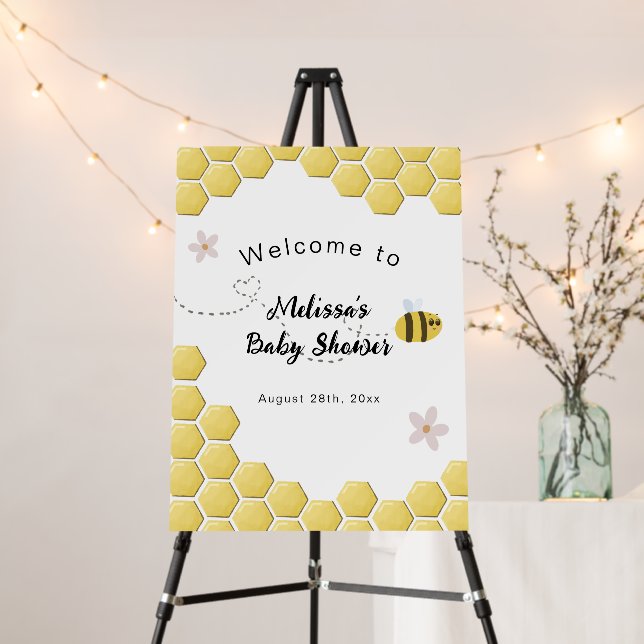 Mommy to Bee Gender Neutral Welcome Baby Shower Foam Board (In Situ (Stand))