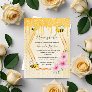Mommy to bee glitter drips baby shower invitation postcard