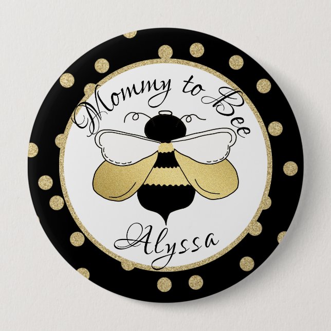 Mommy to Bee Gold Confetti Button (Front)