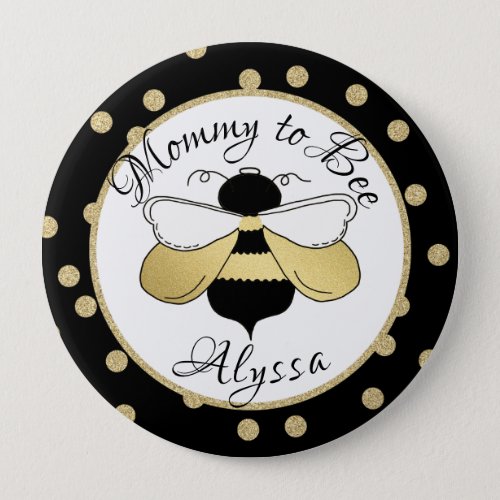 Mommy to Bee Gold Confetti Button