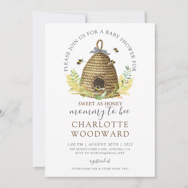 Mommy To Bee Hive Baby Shower Invitation (Front)