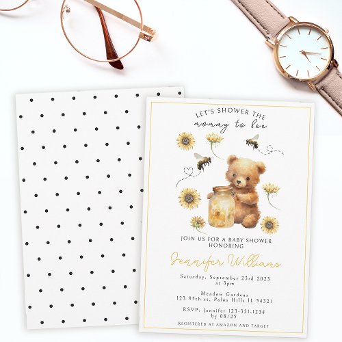 Mommy to bee honey bear baby shower invitation