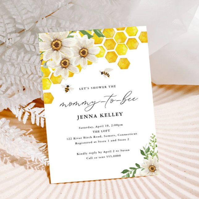 Mommy to Bee, Honey Bee and Daisies Baby Shower Invitation (Creator Uploaded)