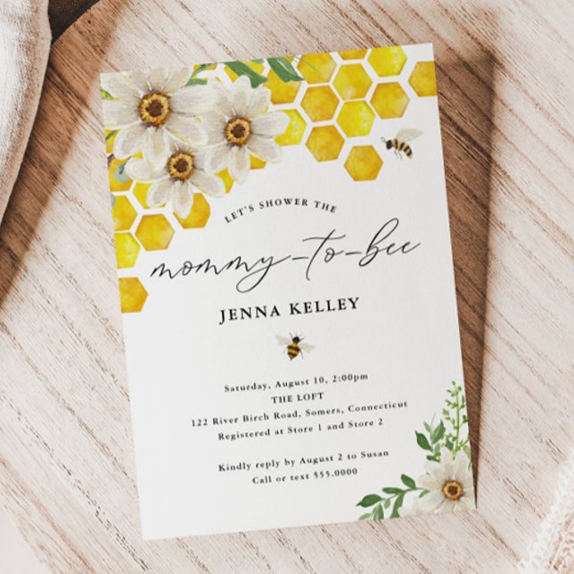 Mommy to Bee, Honey Bee & Daisies Baby Shower Invitation (Creator Uploaded)