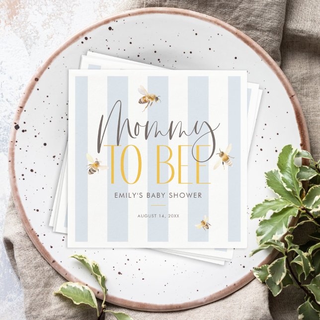 Mommy to Bee Honey Blue Baby Shower Napkins (Creator Uploaded)