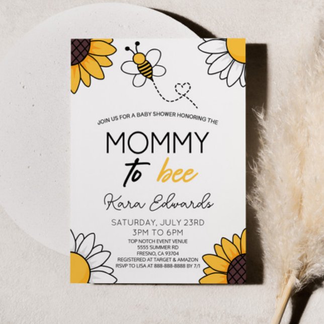 Mommy To Bee Honey Bumble Bee Baby Shower Invitation (Creator Uploaded)
