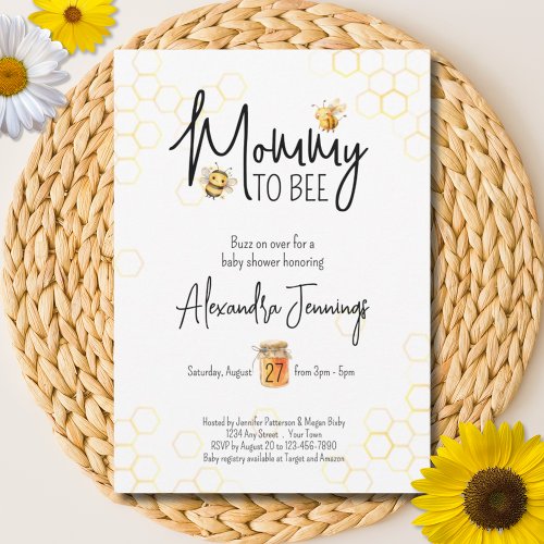 Mommy to Bee Honey Gender Neutral Baby Shower Invitation