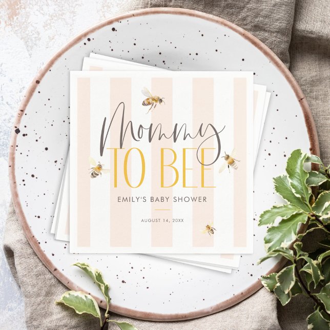 Mommy to Bee Honey Gender Neutral Baby Shower Napkins (Creator Uploaded)