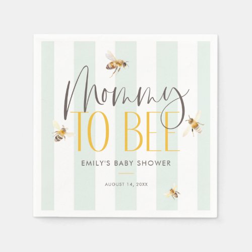 Mommy to Bee Honey Gender Neutral Baby Shower Napkins