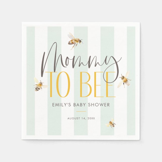 Mommy to Bee Honey Gender Neutral Baby Shower Napkins (Front)