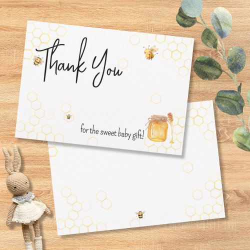Mommy to Bee Honey Gender Neutral Chic Baby Shower Thank You Card