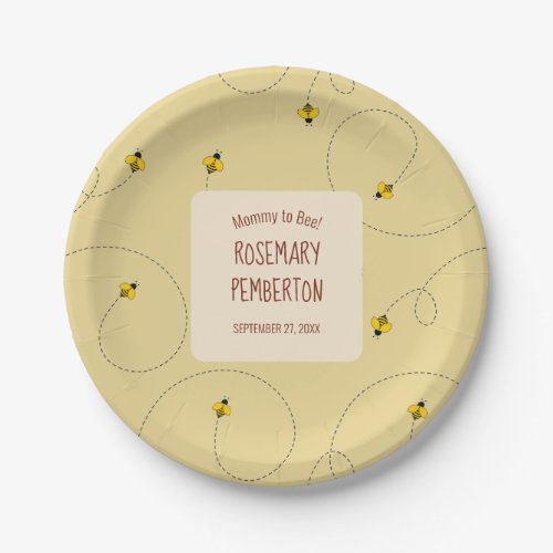 Mommy to Bee Honey Gold Baby Shower Paper Plates