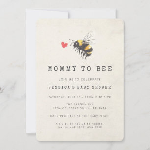 Mommy to Bee Honey Heart Photo Baby Shower Invitation