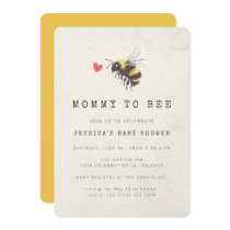 Mommy to Bee Honey Heart Yellow Baby Shower Invitation