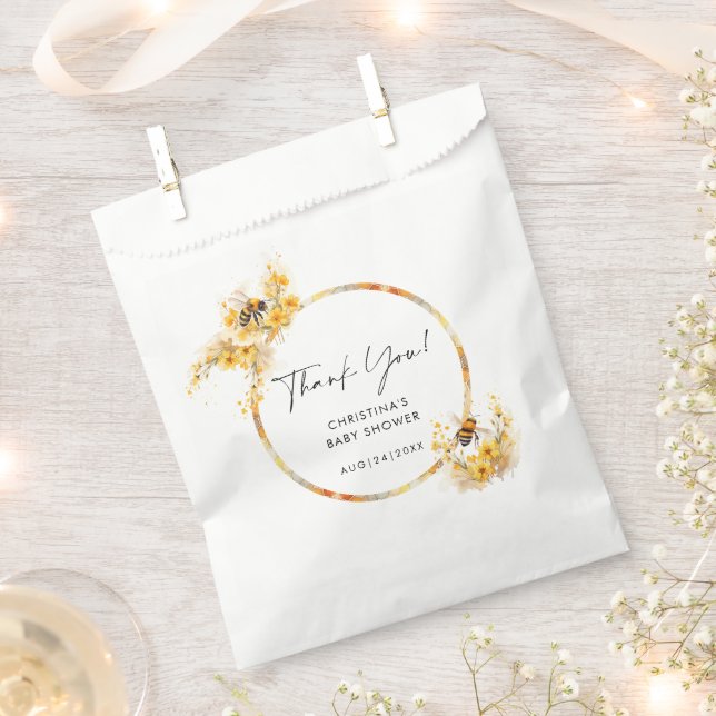 Mommy to Bee Honey Wildflower Baby Shower Favor Bag (Clipped)
