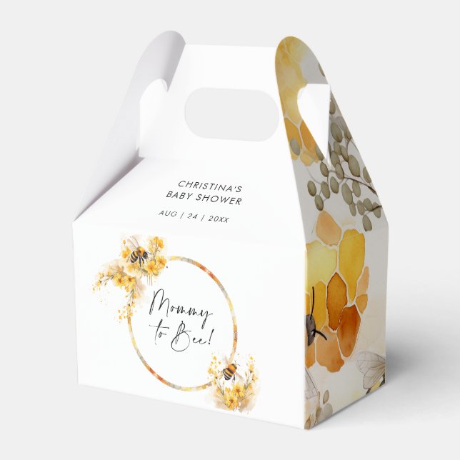 Mommy to Bee Honey Wildflower Baby Shower Favor Boxes (Front Side)