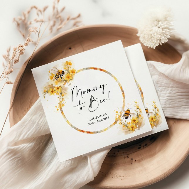 Mommy to Bee Honey Wildflower Baby Shower Napkins (Creator Uploaded)