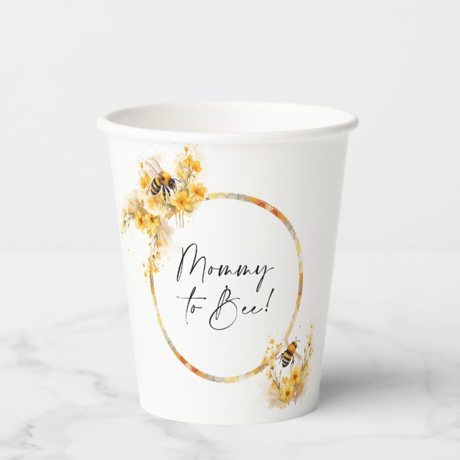 Mommy to Bee Honey Wildflower Baby Shower Paper Cups (Front)