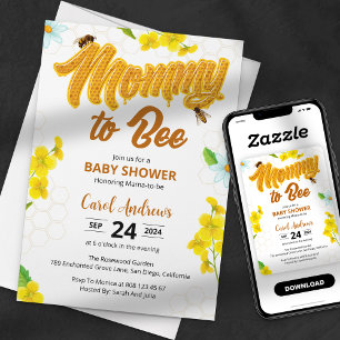 Mommy to Bee Honeycomb Baby Shower Invitation