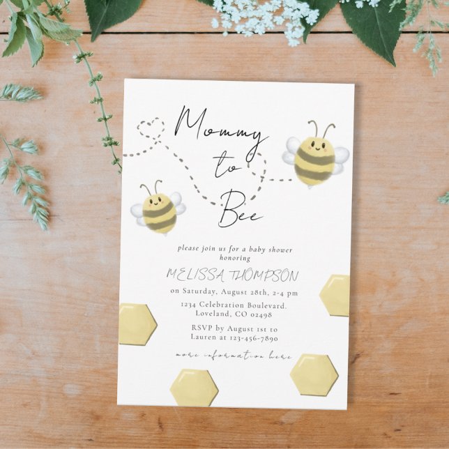Mommy to Bee Honeycomb Gender Neutral Baby Shower Invitation (Creator Uploaded)