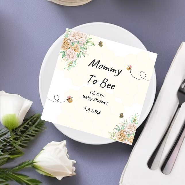 Mommy to bee honeycombs floral baby shower napkins (Creator Uploaded)