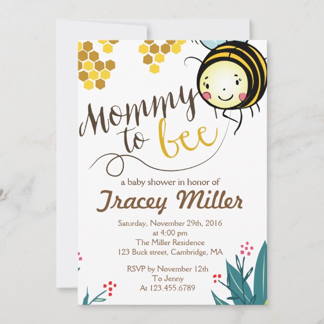 Mommy to Bee Invitation Bee Baby Shower (Front)