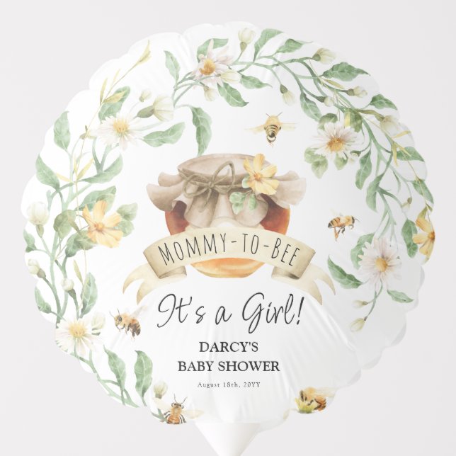 Mommy-to-Bee It's a Girl Honeybee Baby Shower Balloon (Front)