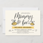 Mommy To Bee Lettering & Honeycomb Baby Shower Invitation (Front)