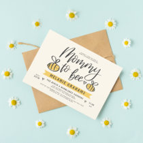 Mommy To Bee Lettering & Honeycomb Baby Shower Invitation