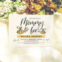 Mommy To Bee Lettering & Honeycomb Baby Shower Invitation