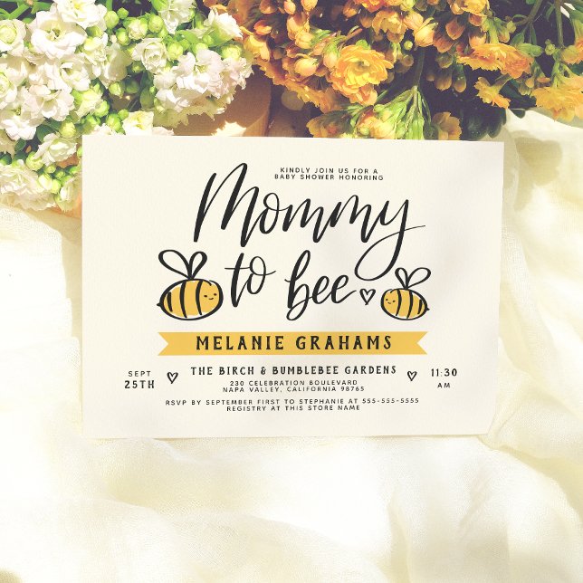 Mommy To Bee Lettering & Honeycomb Baby Shower Invitation (Creator Uploaded)