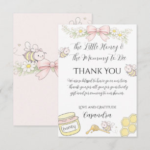 Mommy to Bee pink bow girls baby shower thank you  Card