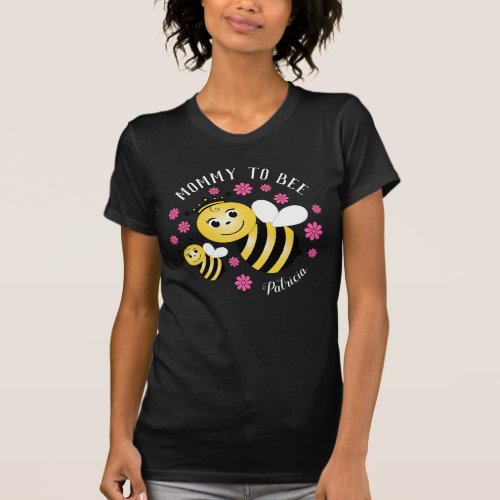 Mommy To Bee Pink Flowers Maternity T_Shirt