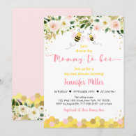 Mommy to Bee Pink Gold Floral Baby Shower Invitation
