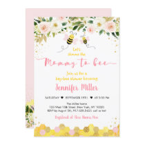 Mommy to Bee Pink Gold Floral Baby Shower Invitation