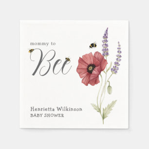 Mommy to Bee Poppy Lavender Floral Baby Shower  Napkins