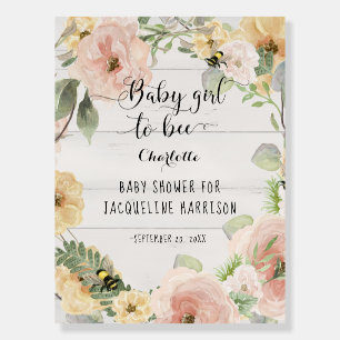 Mommy to Bee Rustic Welcome Pink Flowers Shower Foam Board