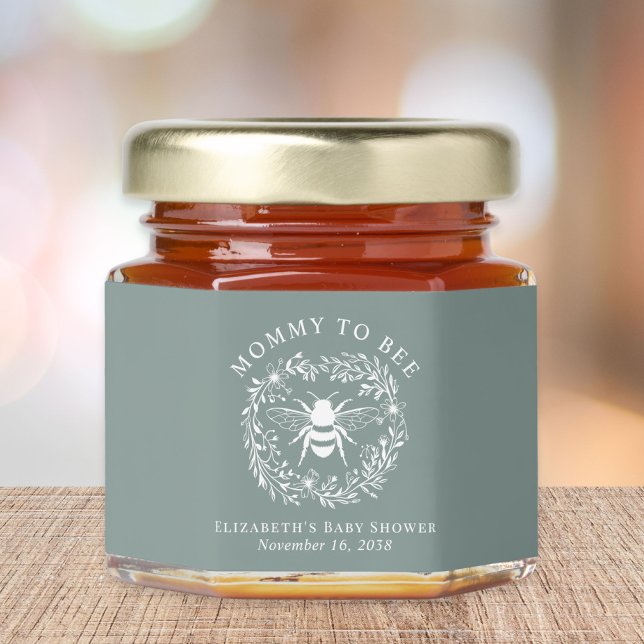 Mommy To Bee Sage Green Baby Shower Honey Jar Favors (Creator Uploaded)