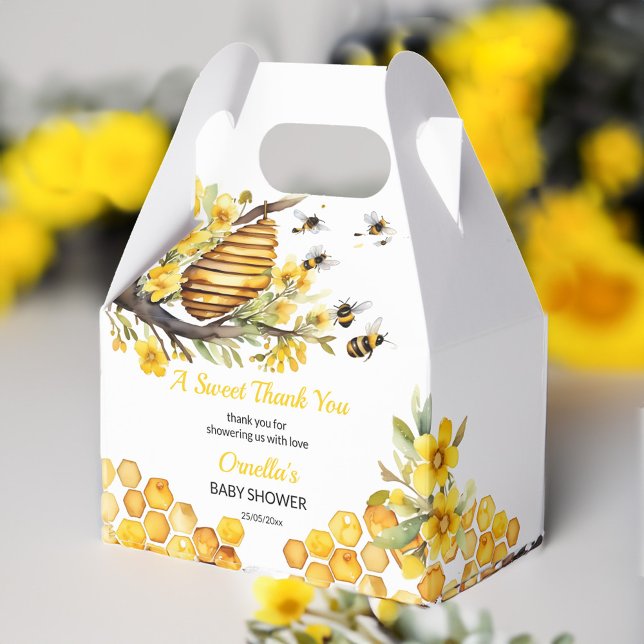 Mommy to bee spring bee baby shower template favor boxes (Mommy to bee spring honey bee baby shower favors personalized template favor box beehive yellow)