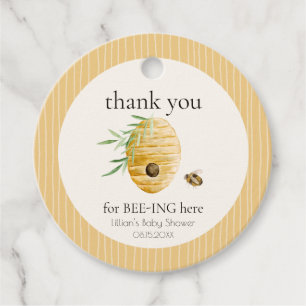 Mommy To Bee Striped Yellow Honey Bee Baby Shower  Favor Tags