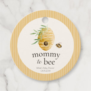 Mommy To Bee Striped Yellow Honey Bee Baby Shower  Favor Tags