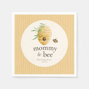 Mommy To Bee Striped Yellow Honey Bee Baby Shower  Napkins