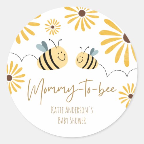 Mommy-to-Bee Sunflower Baby Shower Classic Round Sticker