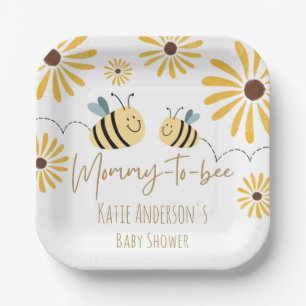 Mommy-to-Bee Sunflower Baby Shower Paper Plates